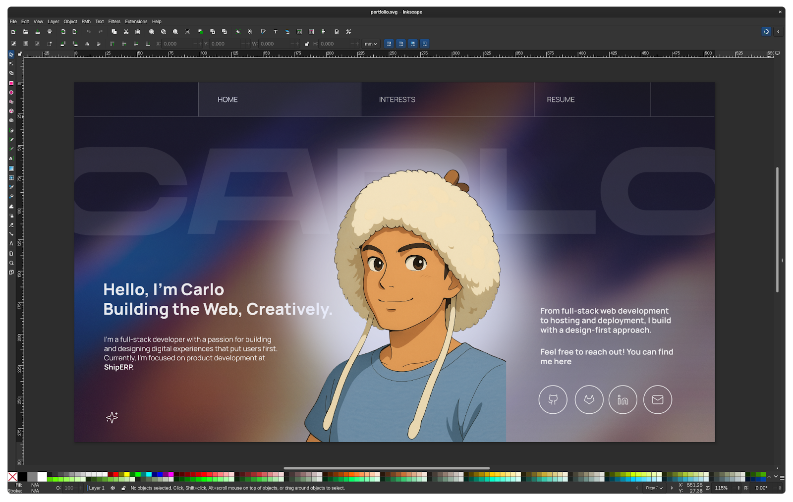 Not-so-final design in desktop screen